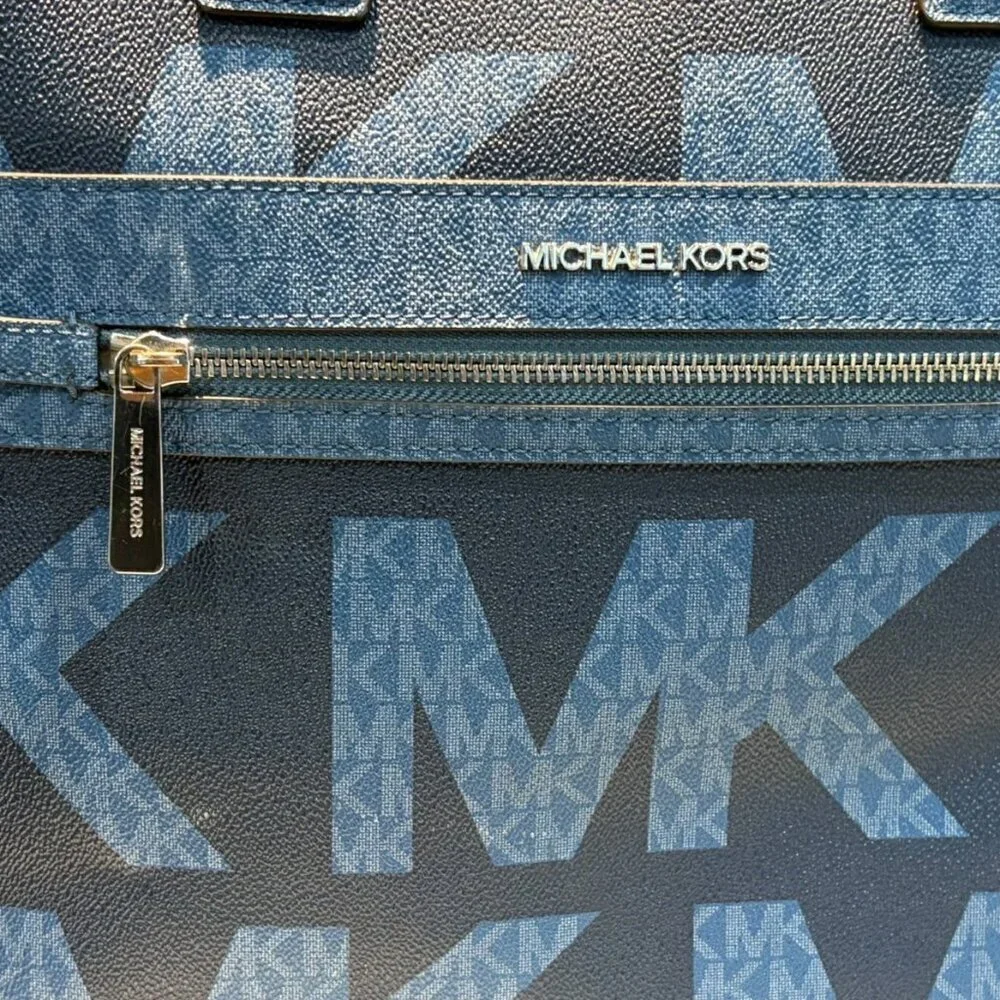 Michael Kors Kenly Large Logo Print Tote Blue (Chambray)